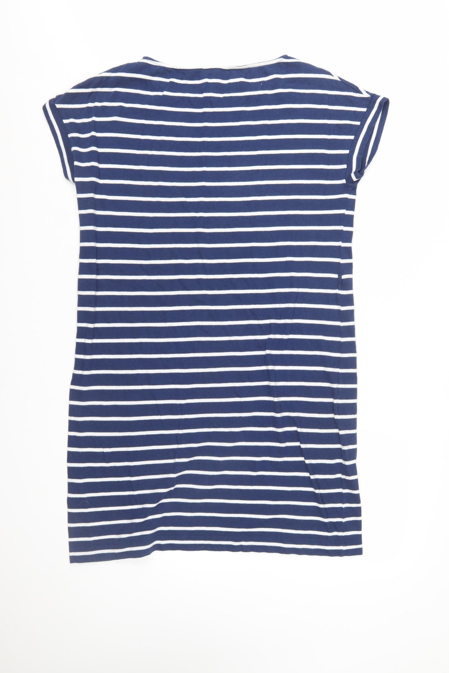 Hobbs Women Blue White Striped Cotton T-Shirt Dress Size 12