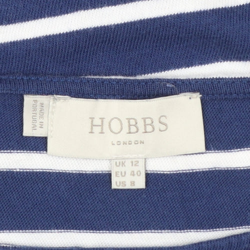 Hobbs Women Blue White Striped Cotton T-Shirt Dress Size 12