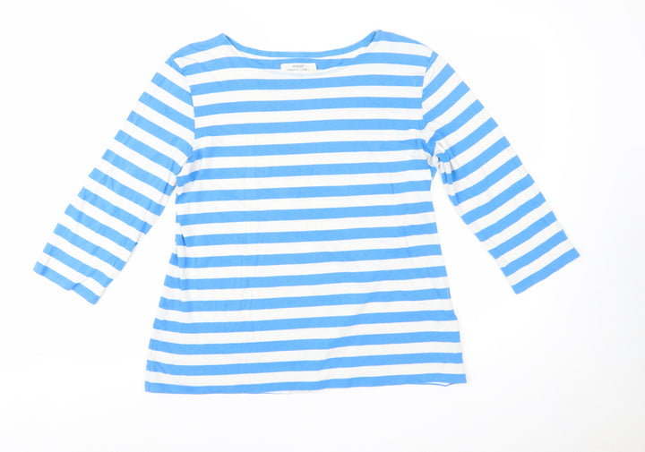 Seasalt Women’s Blue Striped Boat Neck 3/4 Sleeve Cotton Sailor Top Size 16