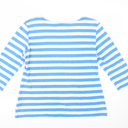 Seasalt Women’s Blue Striped Boat Neck 3/4 Sleeve Cotton Sailor Top Size 16