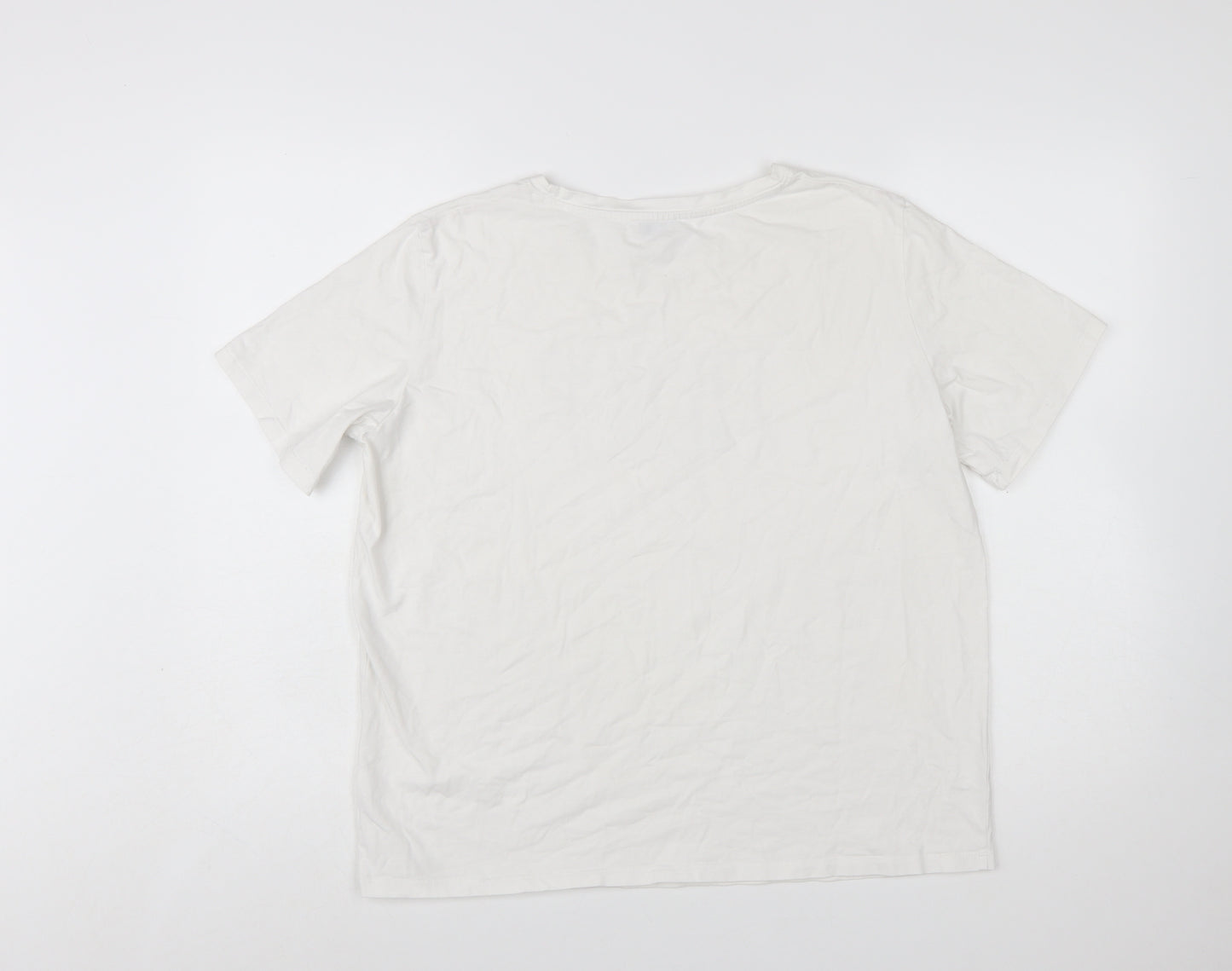 EVIMA Women's White XL Basic Cotton FIERCE Glitter T-Shirt