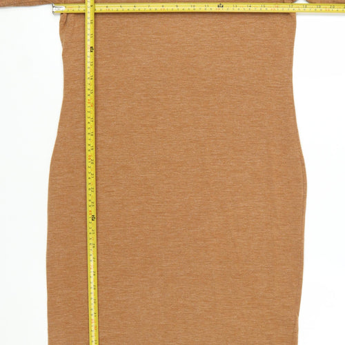 H&M Women Brown Bodycon Jersey Long Sleeve Dress Size 12