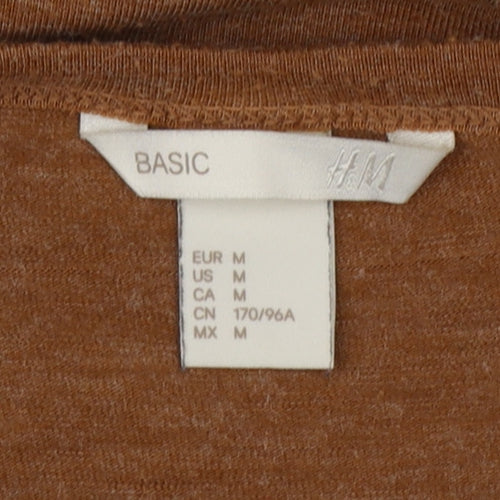 H&M Women Brown Bodycon Jersey Long Sleeve Dress Size 12