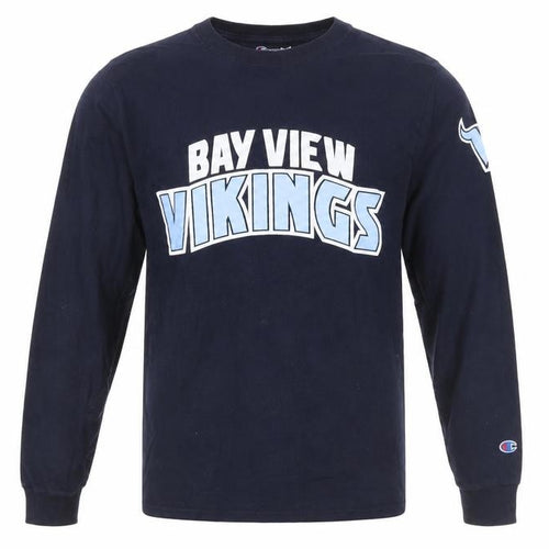 Champion Men's Blue Bay View Vikings Long Sleeve T-Shirt Size S