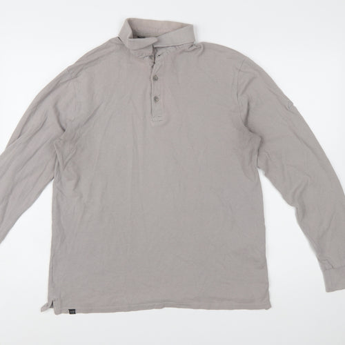 Regatta Men's Grey Long Sleeve Cotton Polo Shirt Size L
