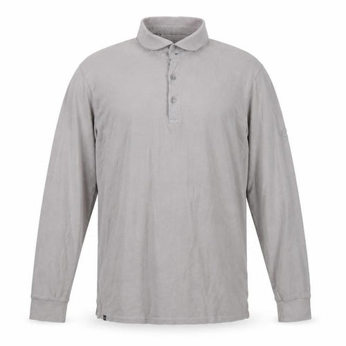 Regatta Men's Grey Long Sleeve Cotton Polo Shirt Size L