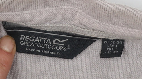Regatta Men's Grey Long Sleeve Cotton Polo Shirt Size L