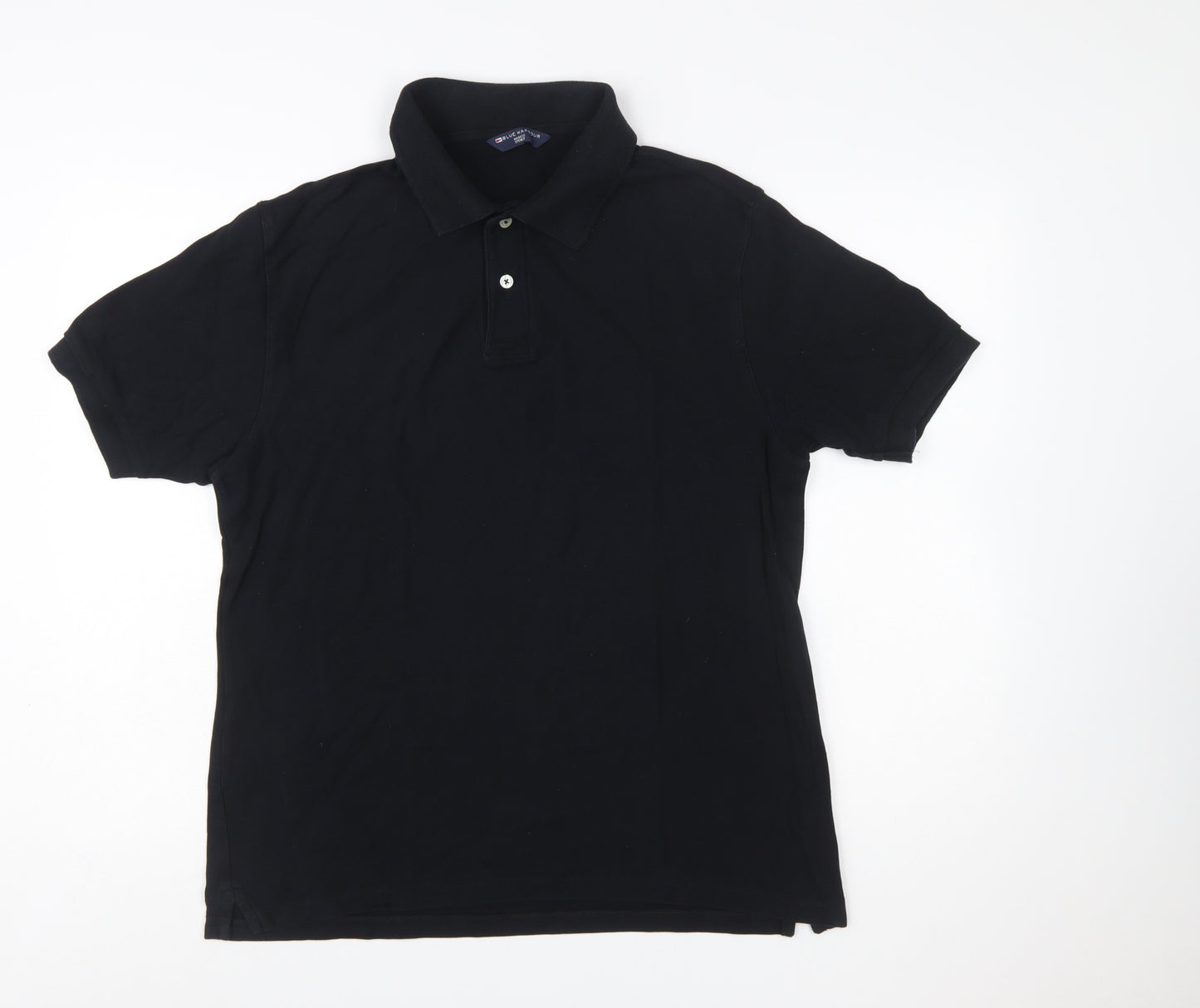 Marks and Spencer Men's Black Cotton Polo Shirt Medium Classic Fit