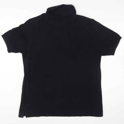 Marks and Spencer Men's Black Cotton Polo Shirt Medium Classic Fit
