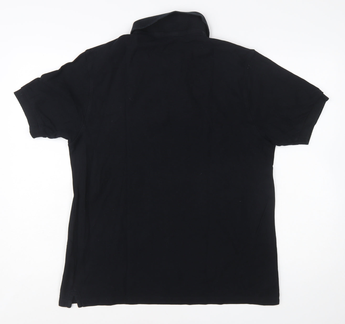 Marks and Spencer Men's Black Cotton Polo Shirt Medium Classic Fit