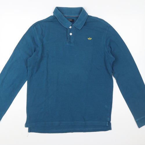 Industrialize Men's Blue Long Sleeve Cotton Polo Shirt Size S