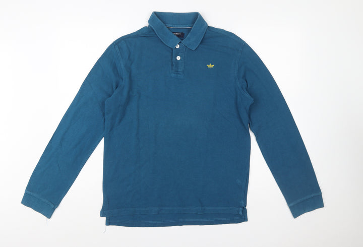Industrialize Men's Blue Long Sleeve Cotton Polo Shirt Size S