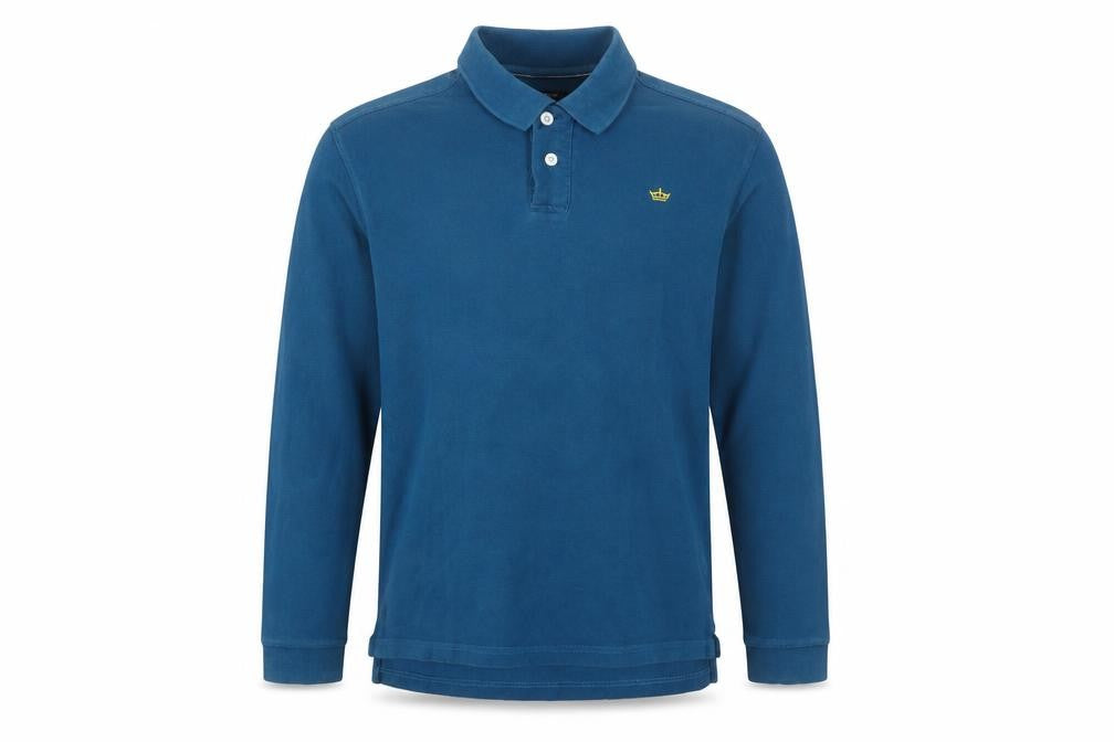 Industrialize Men's Blue Long Sleeve Cotton Polo Shirt Size S
