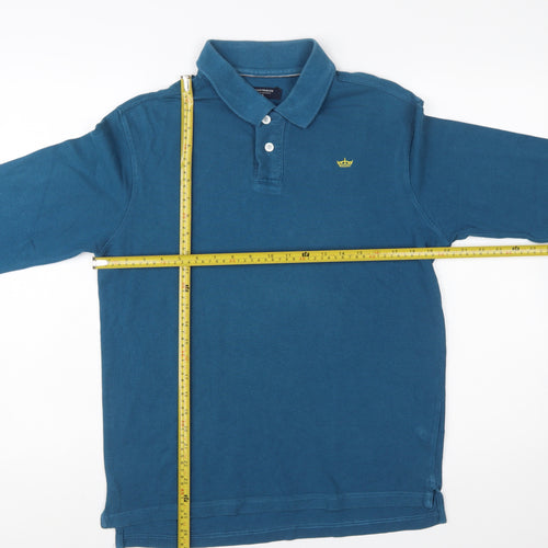 Industrialize Men's Blue Long Sleeve Cotton Polo Shirt Size S