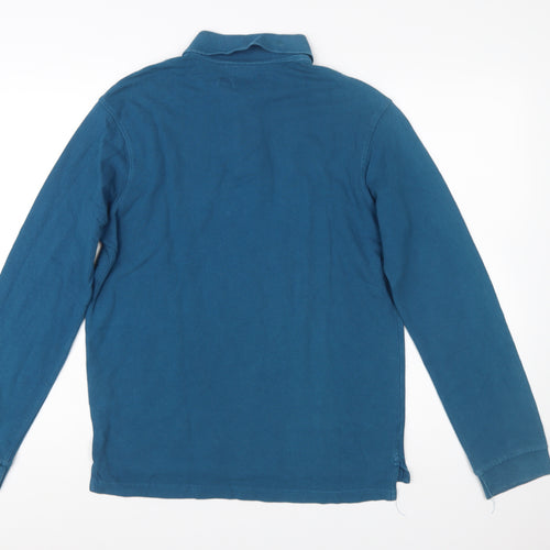 Industrialize Men's Blue Long Sleeve Cotton Polo Shirt Size S