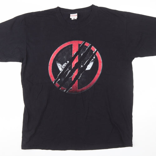 Marvel Men’s Black XL Deadpool Logo Short Sleeve Cotton T-Shirt
