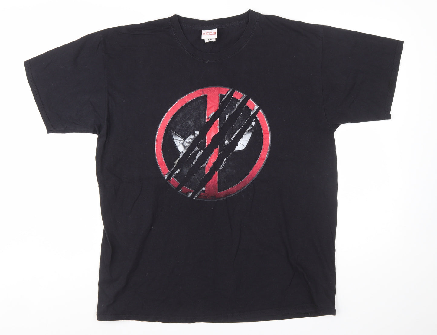 Marvel Men’s Black XL Deadpool Logo Short Sleeve Cotton T-Shirt