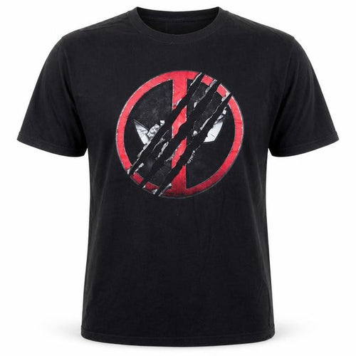 Marvel Men’s Black XL Deadpool Logo Short Sleeve Cotton T-Shirt
