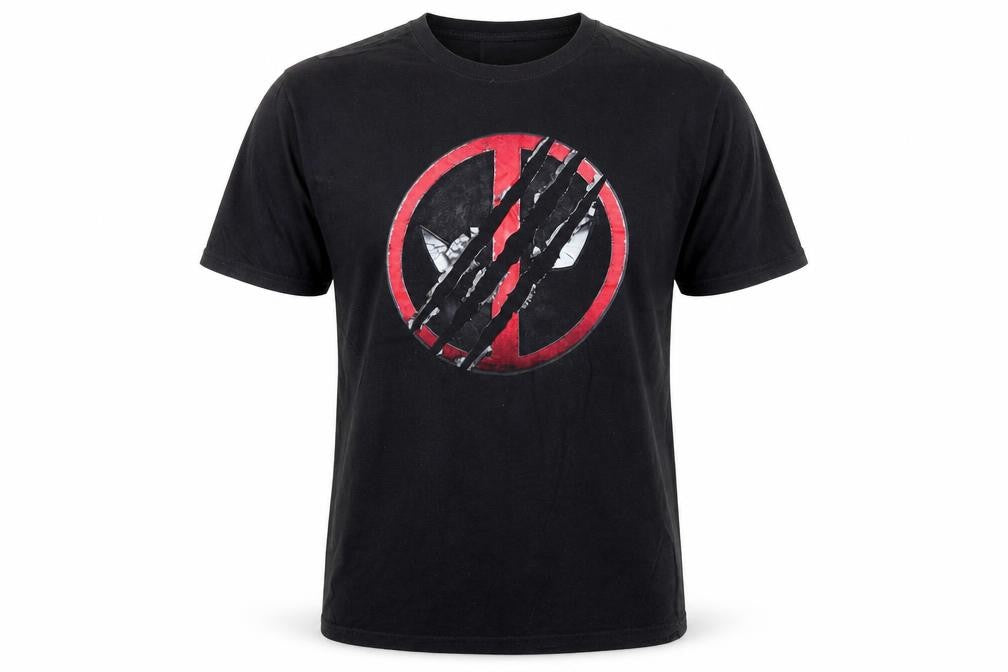 Marvel Men’s Black XL Deadpool Logo Short Sleeve Cotton T-Shirt