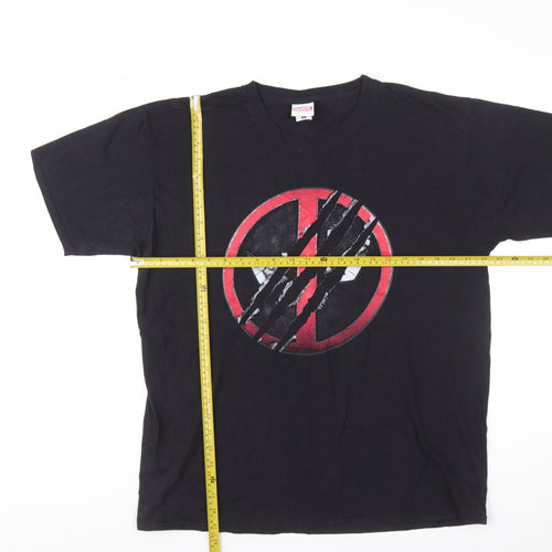 Marvel Men’s Black XL Deadpool Logo Short Sleeve Cotton T-Shirt
