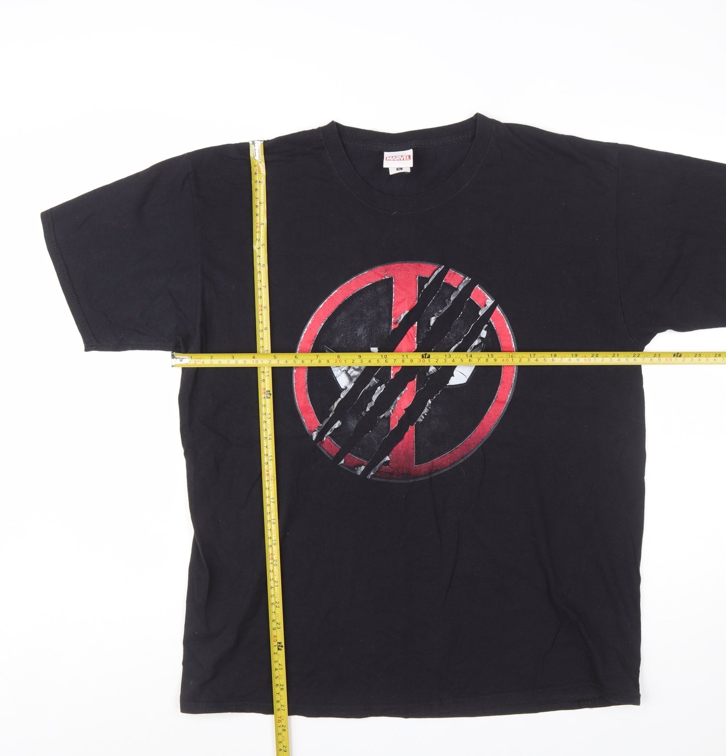 Marvel Men’s Black XL Deadpool Logo Short Sleeve Cotton T-Shirt