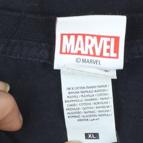 Marvel Men’s Black XL Deadpool Logo Short Sleeve Cotton T-Shirt
