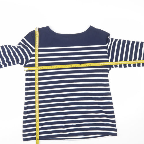 Seasalt Cornwall Women’s Blue White Striped Sailor Top UK 14 3/4 Sleeve