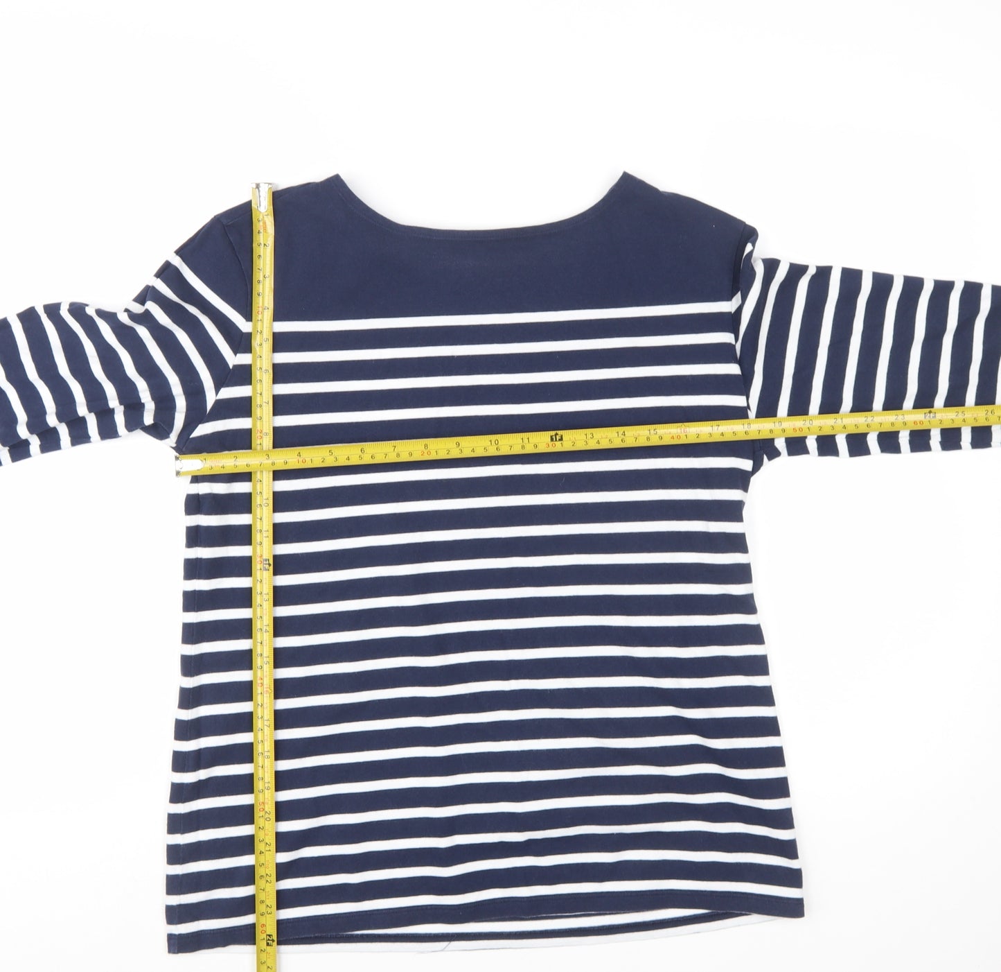 Seasalt Cornwall Women’s Blue White Striped Sailor Top UK 14 3/4 Sleeve