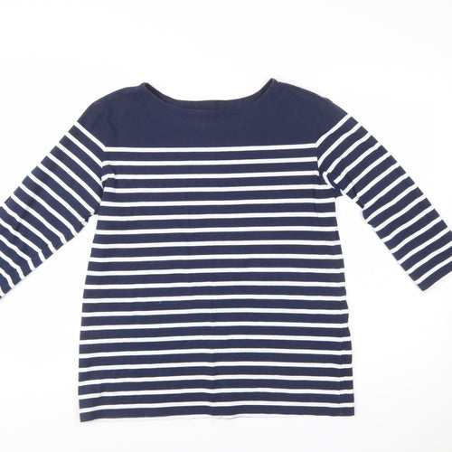 Seasalt Cornwall Women’s Blue White Striped Sailor Top UK 14 3/4 Sleeve
