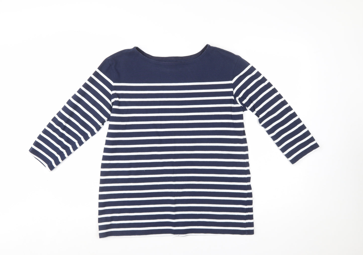 Seasalt Cornwall Women’s Blue White Striped Sailor Top UK 14 3/4 Sleeve