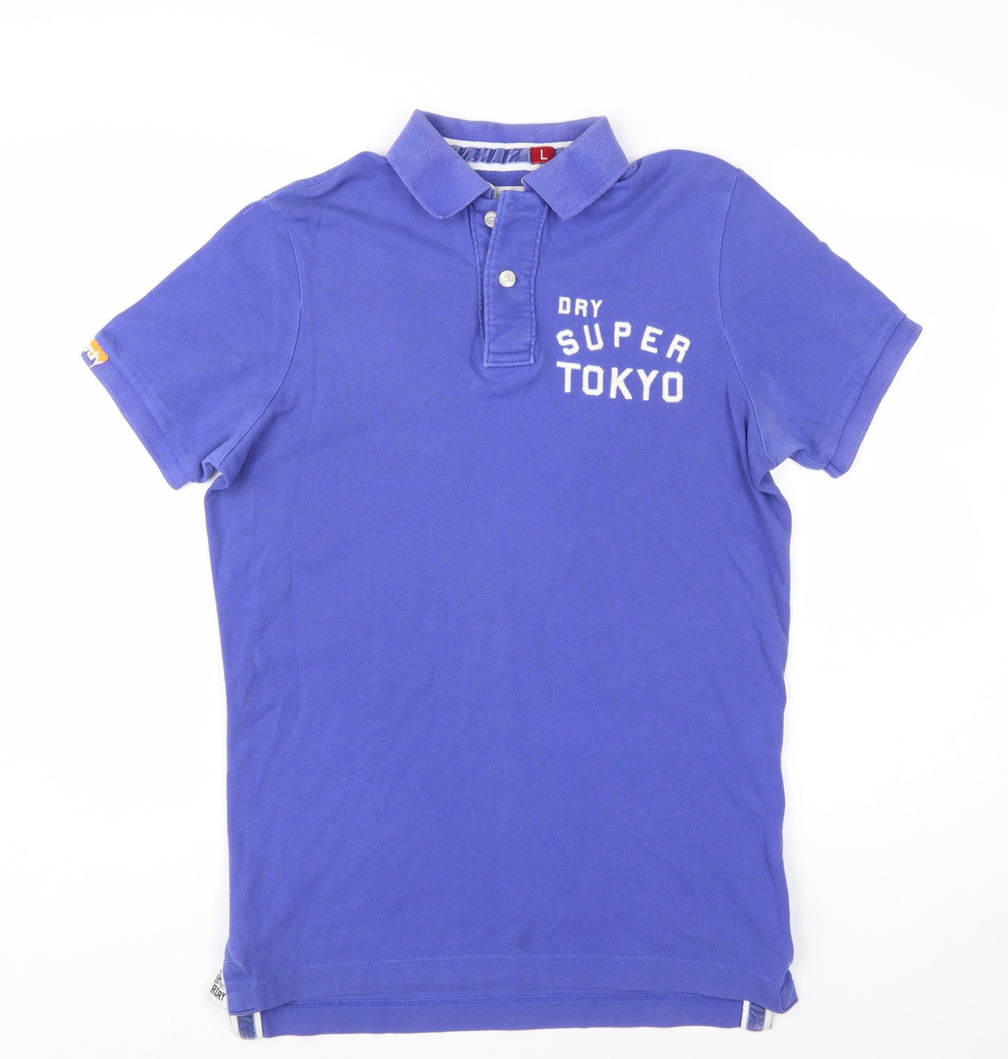 Superdry Men's Blue Tokyo Embroidered Logo Polo Shirt Size L