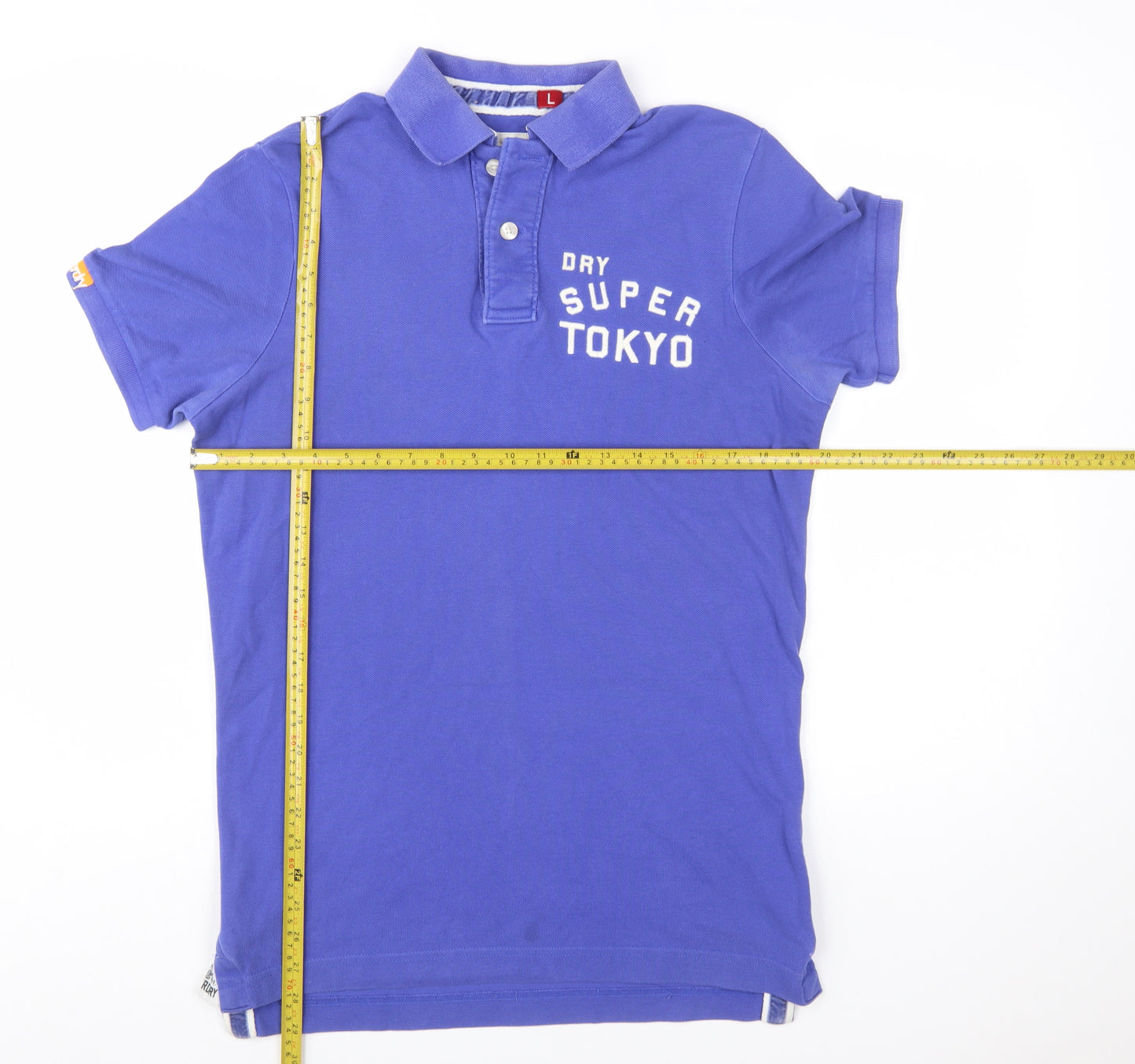 Superdry Men's Blue Tokyo Embroidered Logo Polo Shirt Size L