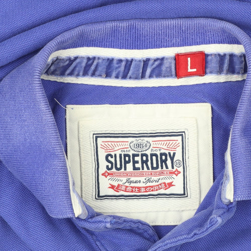 Superdry Men's Blue Tokyo Embroidered Logo Polo Shirt Size L