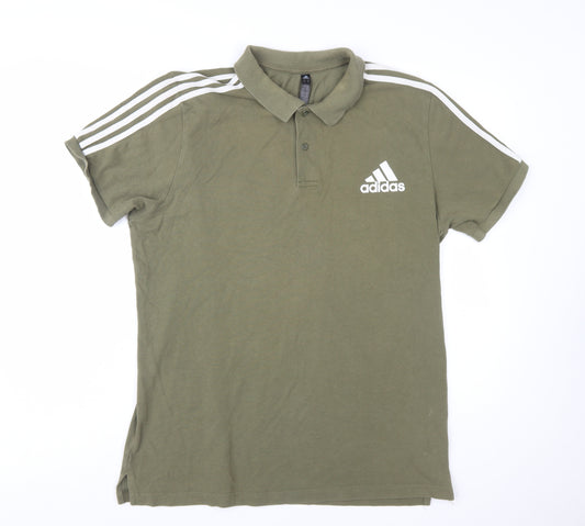 Adidas Men's Green XL Polo Shirt Short Sleeve Sports Logo