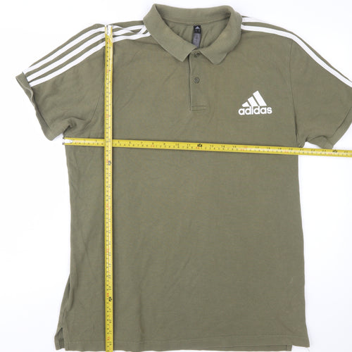 Adidas Men's Green XL Polo Shirt Short Sleeve Sports Logo