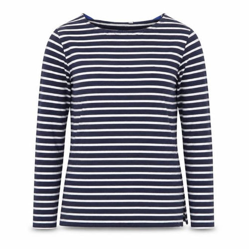 Boden Women Blue Striped Long Sleeve Cotton Boat Neck T-Shirt Size 12