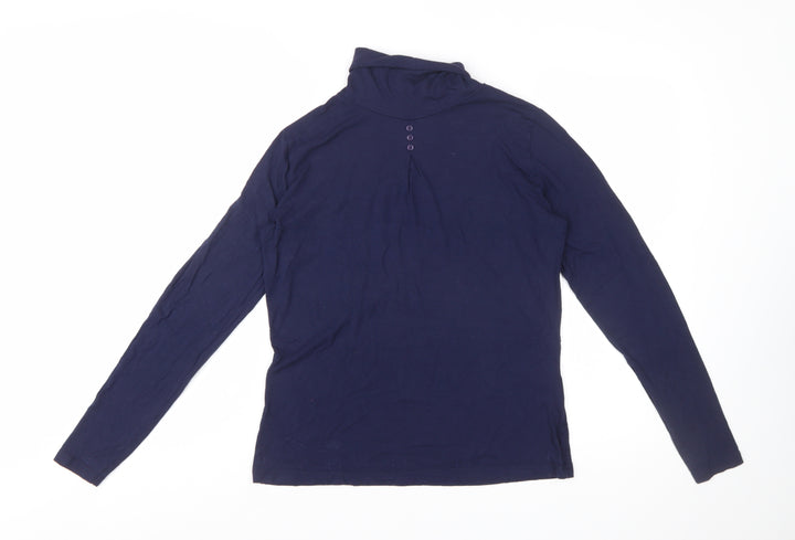 Green Lamb Women's Blue Roll Neck Long Sleeve Jersey Top Size 10