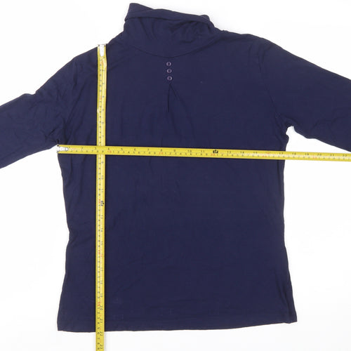 Green Lamb Women's Blue Roll Neck Long Sleeve Jersey Top Size 10