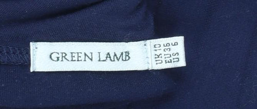 Green Lamb Women's Blue Roll Neck Long Sleeve Jersey Top Size 10