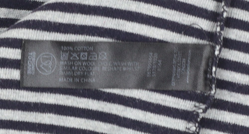 Maine New England Women's Blue Striped Cotton 3/4 Sleeve V-Neck Top Size 18