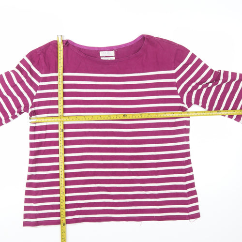 Seasalt Womens Purple Striped Organic Cotton 3/4 Sleeve Sailor Top Size 16