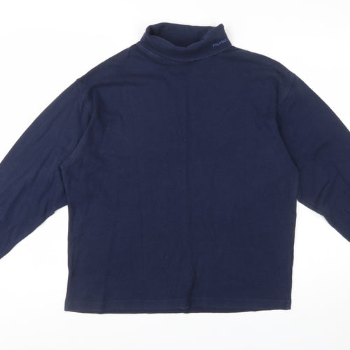Arnold Palmer Women's Blue Roll Neck Long Sleeve Cotton T-Shirt M