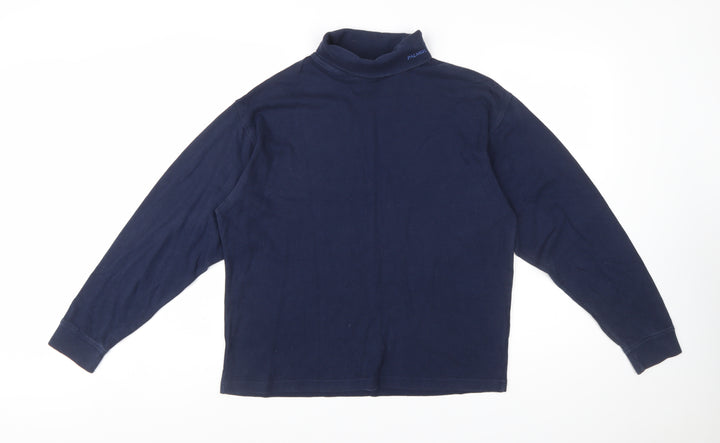 Arnold Palmer Women's Blue Roll Neck Long Sleeve Cotton T-Shirt M