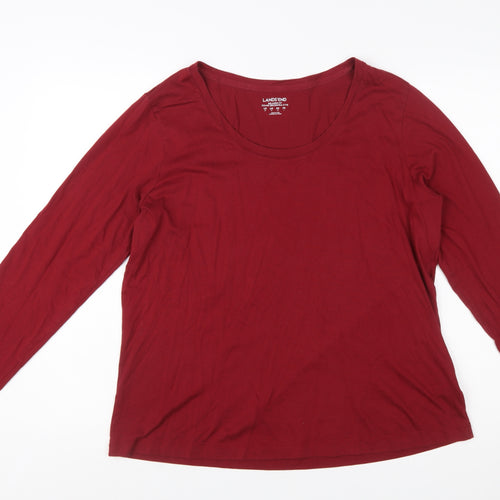 Lands' End Women's Red Long Sleeve Relaxed Fit Cotton T-Shirt M
