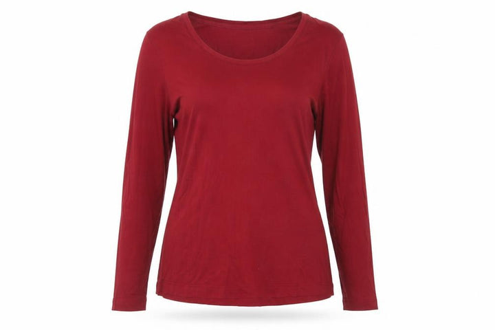 Lands' End Women's Red Long Sleeve Relaxed Fit Cotton T-Shirt M