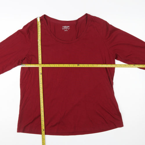 Lands' End Women's Red Long Sleeve Relaxed Fit Cotton T-Shirt M