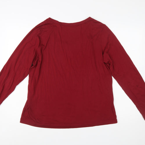Lands' End Women's Red Long Sleeve Relaxed Fit Cotton T-Shirt M