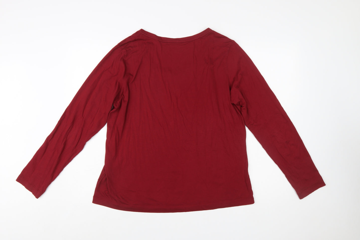 Lands' End Women's Red Long Sleeve Relaxed Fit Cotton T-Shirt M