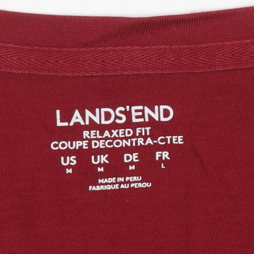 Lands' End Women's Red Long Sleeve Relaxed Fit Cotton T-Shirt M