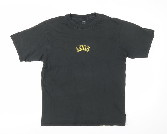 Levi's Men's Black Relaxed Fit Cotton Crew Neck T-Shirt XS